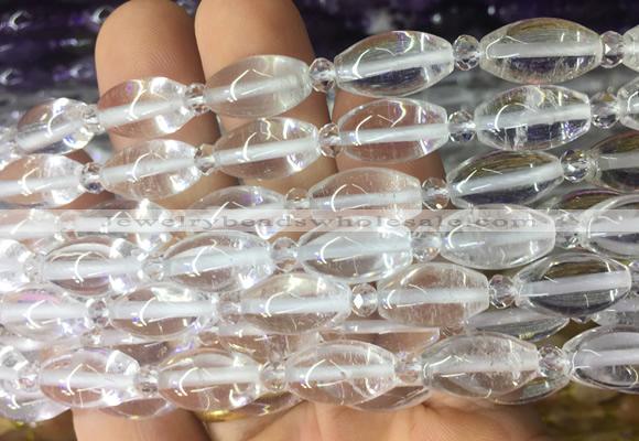 RIBS04 15 inches 8*13mm rice white crystal gemstone beads wholesale