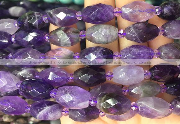 RIBS16 15 inches 10*14mm faceted rice dogtooth amethyst gemstone beads