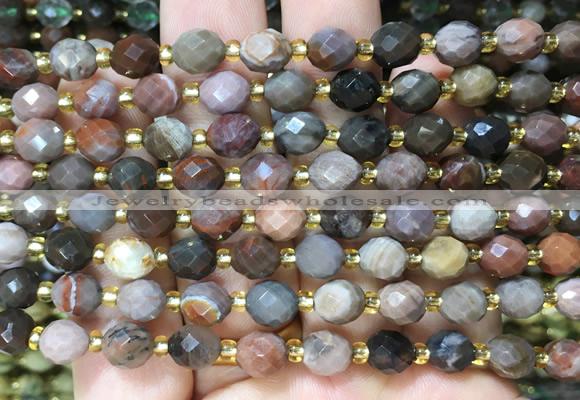 RIBS47 15 inches 6*8mm faceted rice American picture jasper beads wholesale