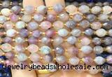 RIBS52 15 inches 6*8mm faceted rice pink tourmaline beads wholesale