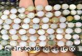 RIBS53 15 inches 6*8mm faceted rice jade gemstone beads wholesale