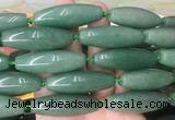 RIBS68 15 inches 14*40mm rice green aventurine gemstone beads wholesale