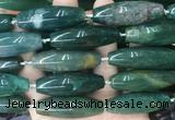 RIBS69 15 inches 14*40mm rice moss agate gemstone beads wholesale