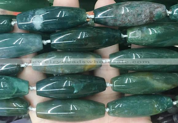 RIBS69 15 inches 14*40mm rice moss agate gemstone beads wholesale