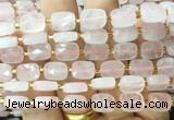 RTBS02 15 inches 8*10mm faceted rectangle rose quartz beads wholesale