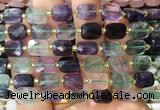 RTBS10 15 inches 8*10mm faceted rectangle fluorite beads wholesale