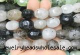 RUBS02 15 inches 12*16mm - 13*18mm faceted nuggets black rutilated quartz beads