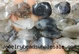 RUBS03 15 inches 18*25mm - 22*30mm faceted freeform black rutilated quartz beads