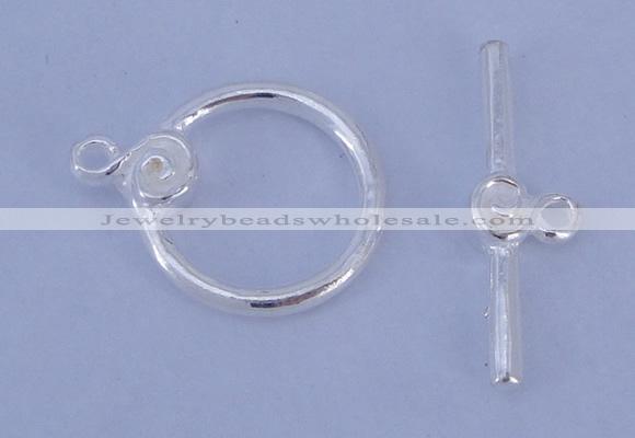 SSC12 5pcs 14mm donut 925 sterling silver toggle clasps