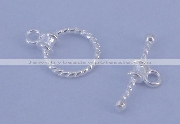 SSC18 5pcs 10mm donut 925 sterling silver toggle clasps