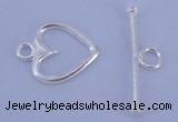 SSC28 5pcs 11*14mm heart 925 sterling silver toggle clasps