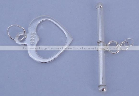 SSC29 5pcs 14*16mm heart 925 sterling silver toggle clasps
