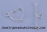 SSC30 5pcs 10*13.5mm heart 925 sterling silver toggle clasps
