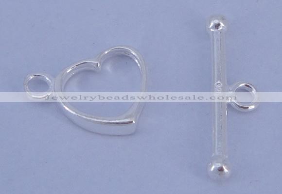 SSC30 5pcs 10*13.5mm heart 925 sterling silver toggle clasps