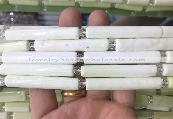 TBBS111 15 inches 8*40mm - 8*50mm tube lemon turquoise beads wholesale