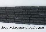 TBBS24 15 inches 4*13mm tube black lava gemstone beads