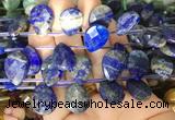 TRBS100 Top drilled 13*18mm faceted flat teardrop Lapis lazuli beads wholesale