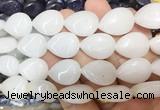 TRBS110 15 inches 13*18mm flat teardrop White jade beads wholesale