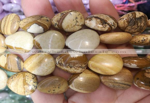 TRBS125 15 inches 13*18mm flat teardrop Picture jasper beads wholesale