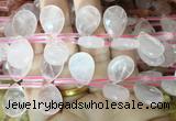 TRBS91 Top drilled 13*18mm faceted flat teardrop rose quartz beads wholesale