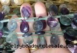 TRBS96 Top drilled 13*18mm faceted flat teardrop fluorite beads wholesale