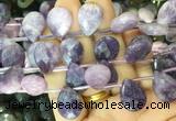 TRBS98 Top drilled 13*18mm faceted flat teardrop purple Lepidolite beads wholesale