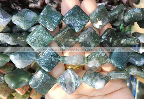 TWBS84 15 inches 16mm twist diamond moss agate beads wholesale