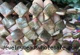 TWBS94 15 inches 16mm twist diamond black veined rhodonite beads wholesale