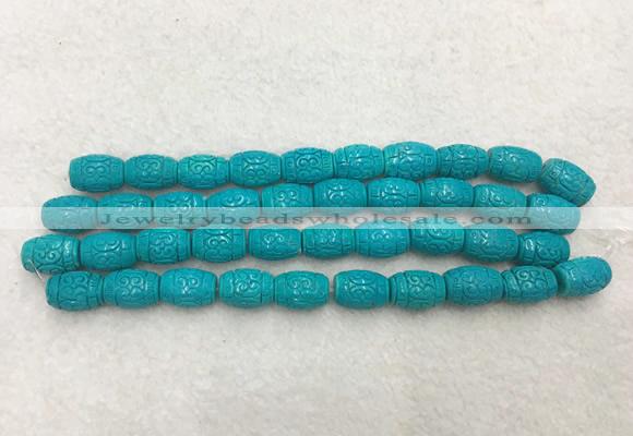 WBBS41 11*15mm carved rice loose howlite turquoise gemstone beads wholesale