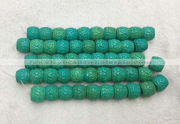 WBBS42 12*13mm carved drum loose howlite turquoise gemstone beads wholesale