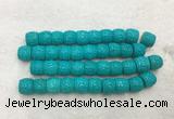 WBBS43 12*15mm carved drum loose howlite turquoise gemstone beads wholesale