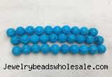 WBBS48 14mm carved round loose howlite turquoise gemstone beads wholesale