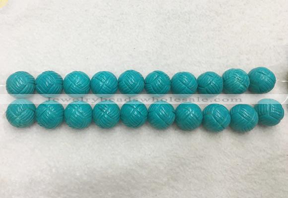WBBS58 20mm carved round loose howlite turquoise gemstone beads wholesale