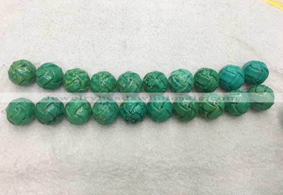 WBBS60 20mm carved round loose howlite turquoise gemstone beads wholesale